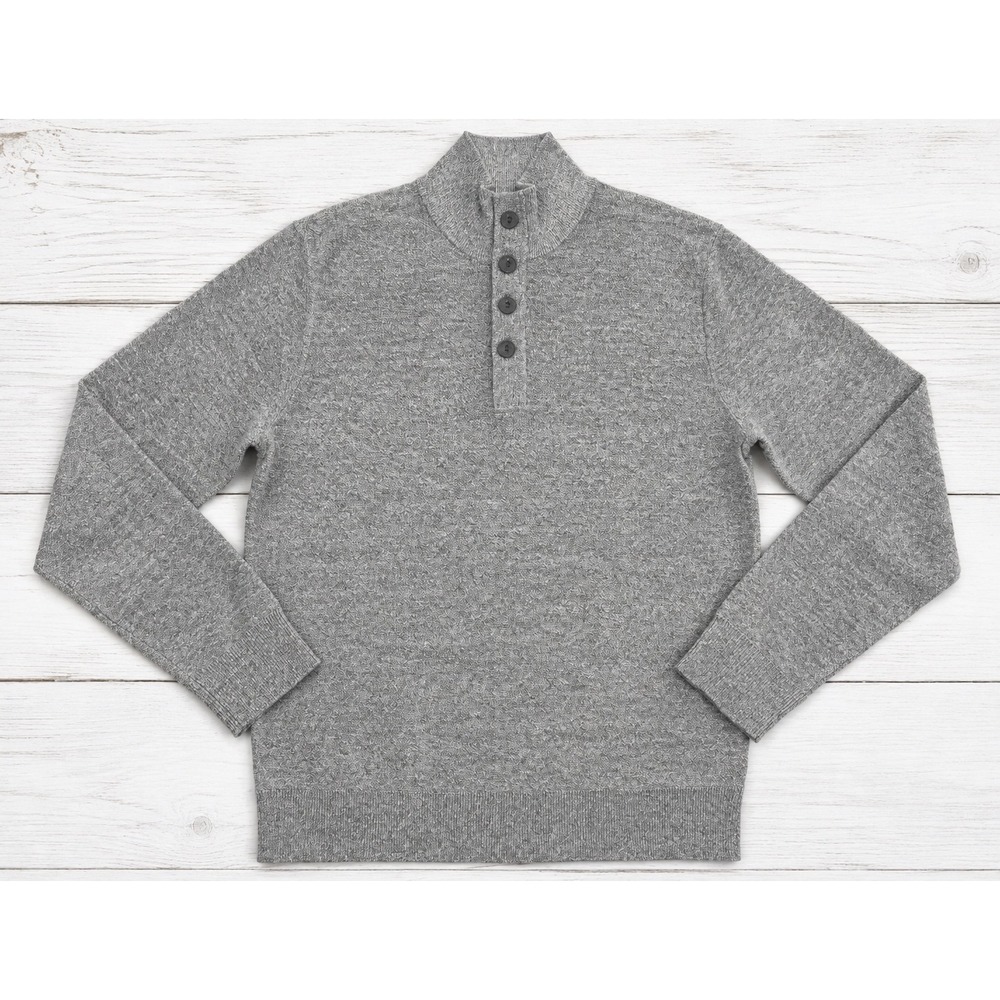 Red Ale by Alesbury Sweater Mock Neck Button Pullover Gray Casual Size M 4156